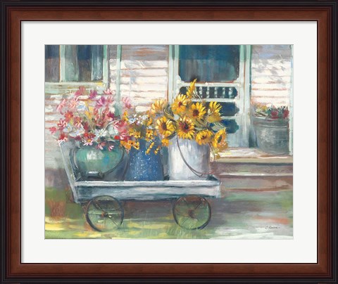 Framed Garden Wagon Bright Print