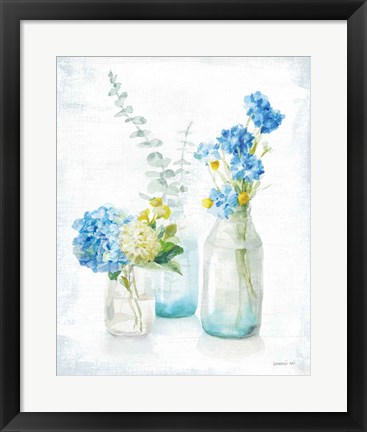 Framed Beach Cottage Florals III - No Shells Print