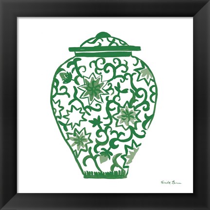 Framed Chinoiserie III Green Print