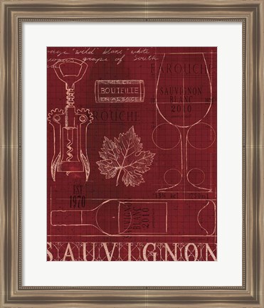 Framed Wine Blueprint IV Print