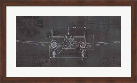 Framed Plane Blueprint IV Wings Print