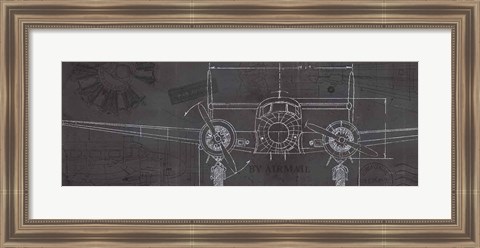 Framed Plane Blueprint IV Print