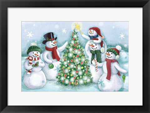 Framed Classic Snowmen IV Dark Print