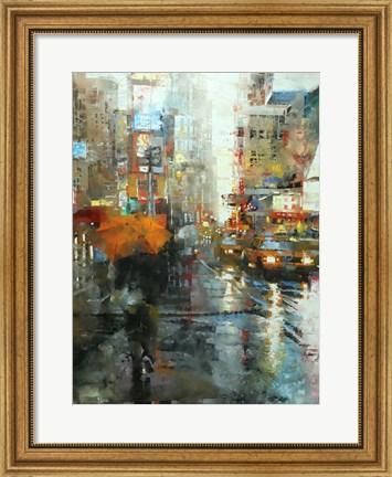 Framed Manhattan Orange Umbrella Print