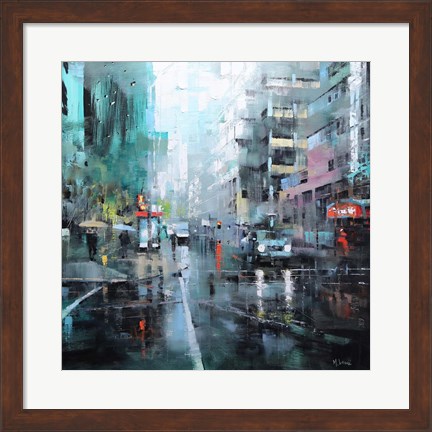 Framed Montreal Turquoise Rain Print