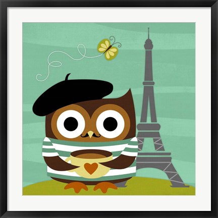 Framed Owl in Paris Print