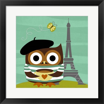 Framed Owl in Paris Print