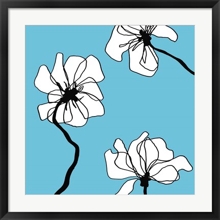 Framed Flowers in Blue 2 Print