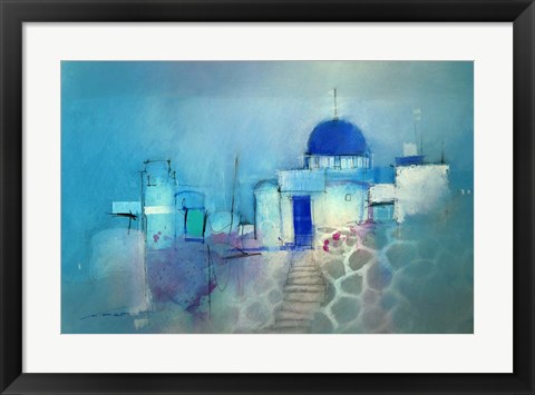 Framed Santorini Blue Print