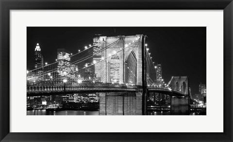 Framed Brooklyn Bridge at Night Print