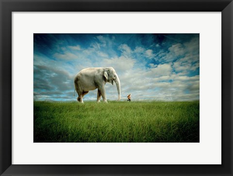 Framed Elephant Follow Me Print