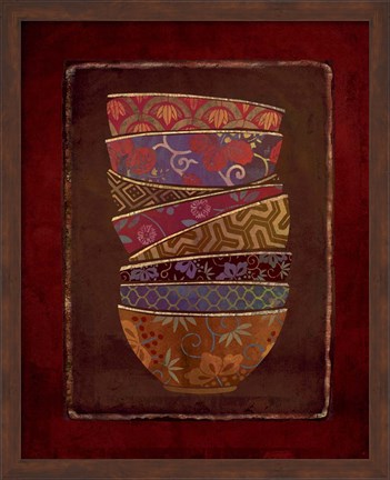 Framed Asian Bowls II Print
