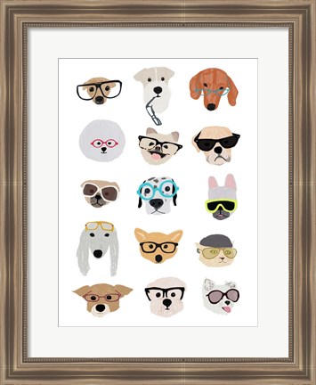 Framed Dogs with Glasses Print