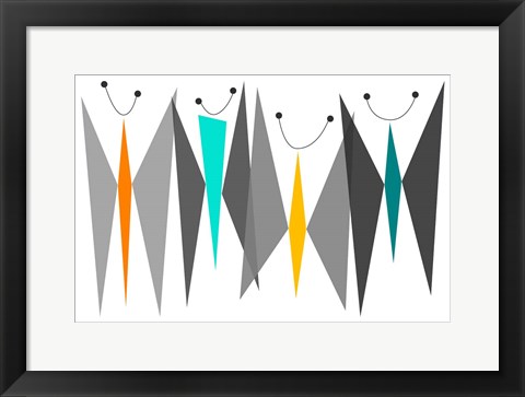 Framed Butterflies - Grays Print