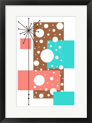 Framed Lacuna - Aqua and Brown Print