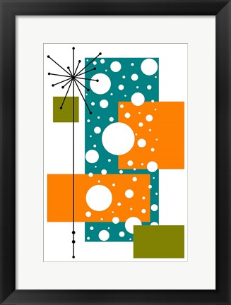 Framed Lacuna - Aqua and Orange Print