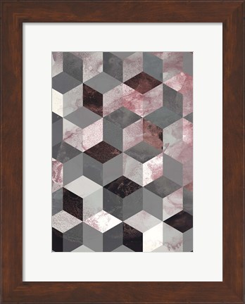 Framed Cubes Rose Print