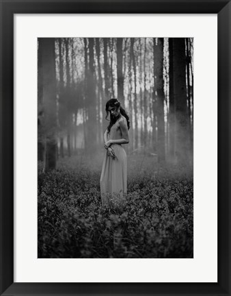 Framed Girl in the Woods Print