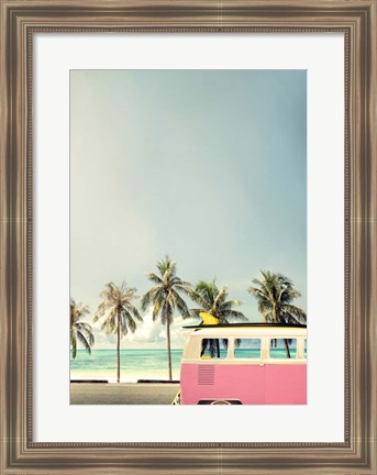 Framed Surf Bus Pink Print