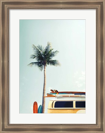 Framed Surf Bus Yellow Print