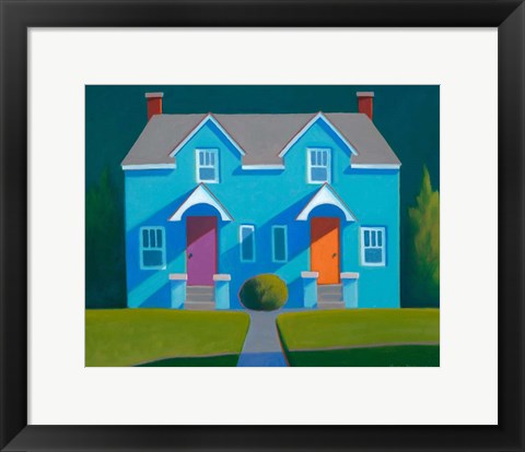 Framed Blue House Print