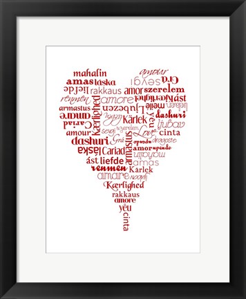 Framed Translation of Love (white) Print