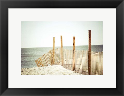 Framed Wooden Beach Fence Print