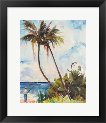 Framed Fishing under Palms Print