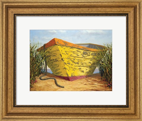 Framed Yellow and Orange Rowboat Print