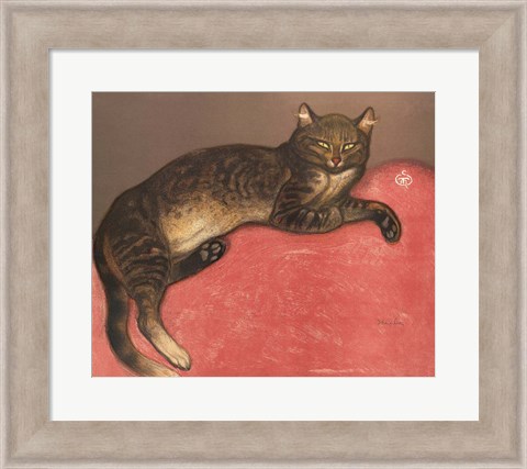 Framed Cat on a Cushion Print