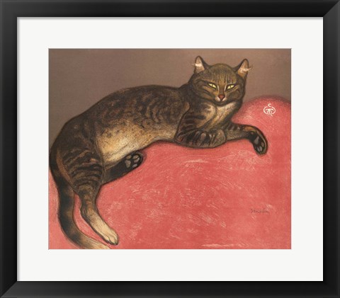 Framed Cat on a Cushion Print