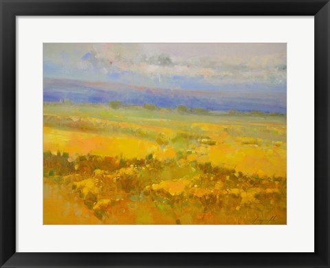 Framed Field of Yellow Flowers Print