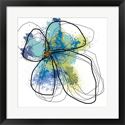 Framed Azure Petals I Print