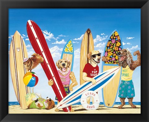 Framed K-9 Surf Club Print