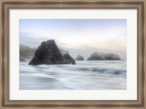 Framed Crescent Beach Waves 1 Print