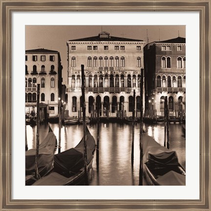 Framed Il Gran Canale di Notte Print