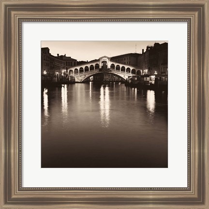 Framed Ponte Rialto di Notte Print