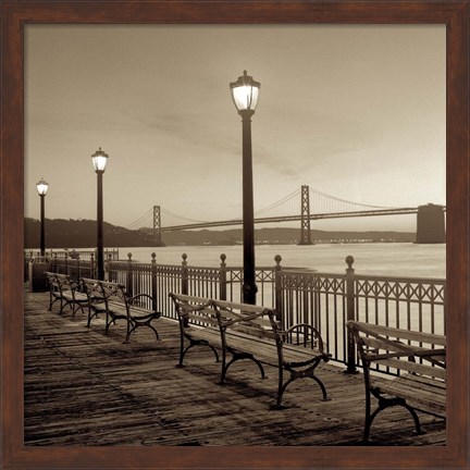 Framed San Francisco Bay Bridge at Dusk Print