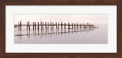 Framed Vintage Pier at Fishing Village Print