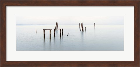 Framed Vintage Pier in the Mist Print