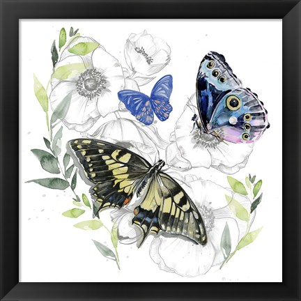 Framed Butterfly Floral I Print