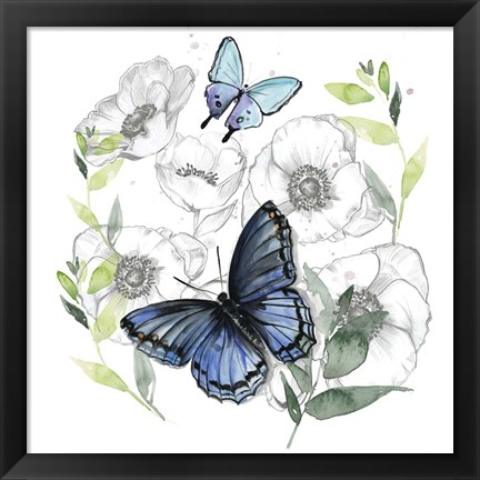 Framed Butterfly Floral II Print