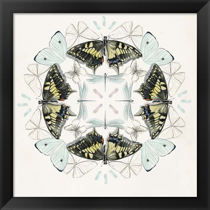 Framed Butterfly Mandala I Print