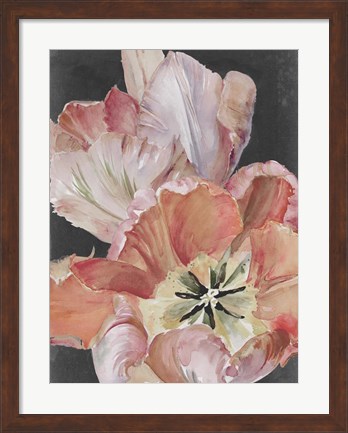 Framed Pastel Parrot Tulips I Print