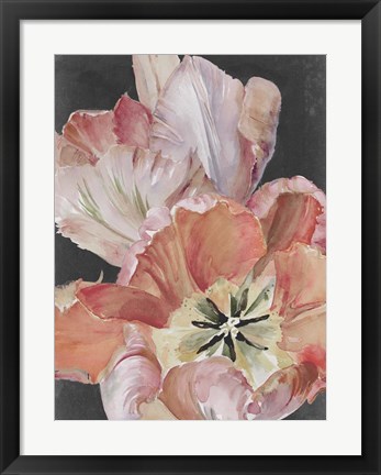 Framed Pastel Parrot Tulips I Print