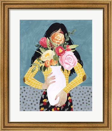 Framed Flower Vase Girl II Print