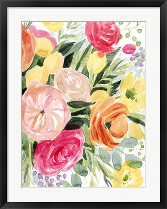 Framed Blossomy Gathering II Print