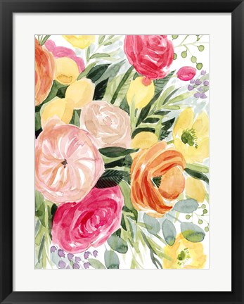 Framed Blossomy Gathering II Print