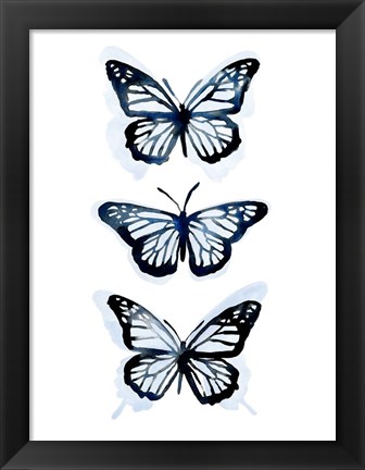 Framed Blue Butterfly Trio I Print