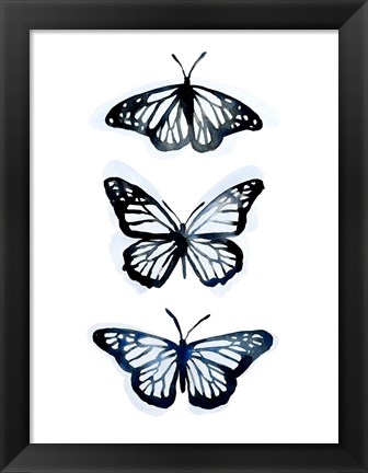 Framed Blue Butterfly Trio II Print